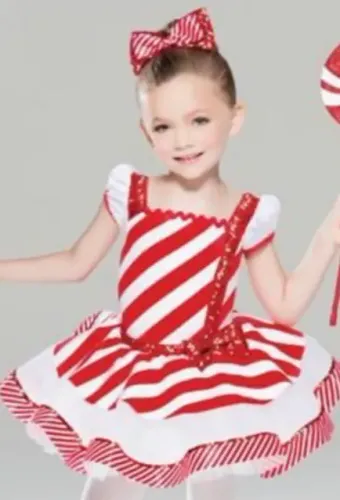 Vestido infantil listrado branco e vermelho