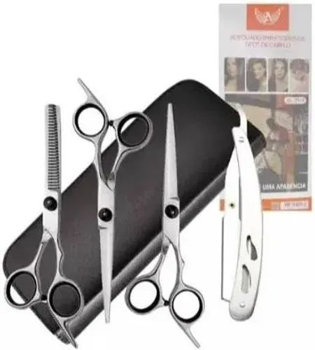 Kit 3 tesouras + navalhete profissional para Barbeiro 