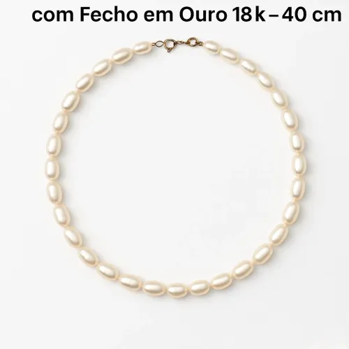 Colar de Pérolas com Fecho em Ouro 18k - 40 cm