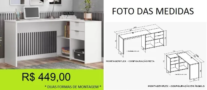 Escrivaninha regulável em até 10x sem juros