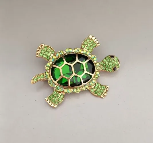 Broche de Tartaruga Strass Verde (novo)