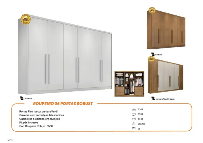 Guarda-Roupas 6 Portas Robust MDF 