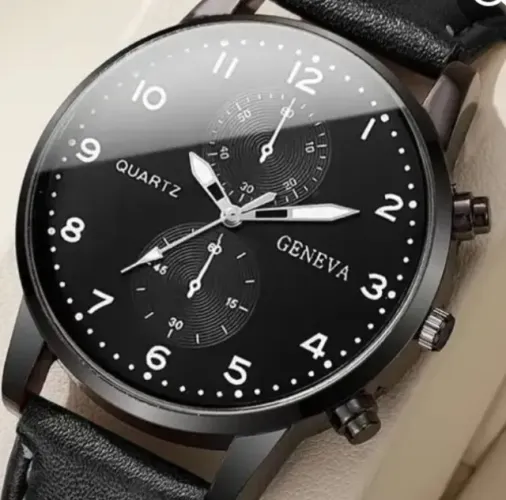 Relógio Geneva fundo preto - novo