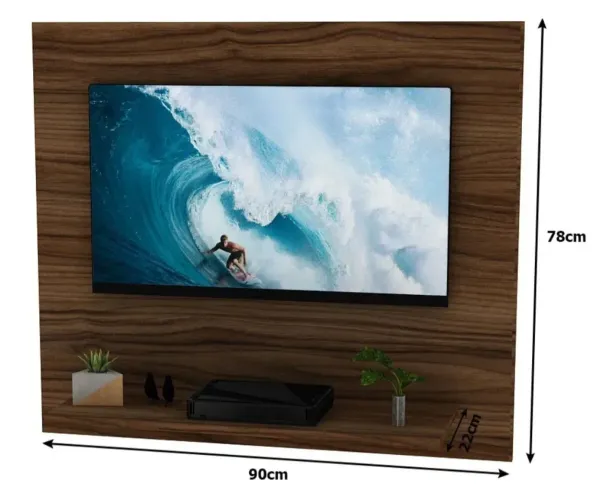 Painel para tv suspenso de ate 32 polegadas cor nogal netmobil 90 x 78cm