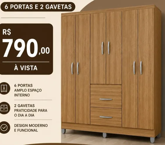Guarda roupa novo 6 portas