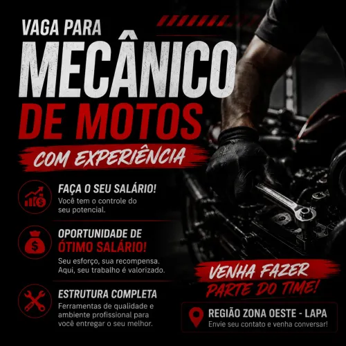 Vaga para mecânico de motos com experiência