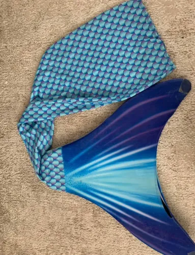 Cauda de Sereia Infantil Azul - Fantasia para Piscina ou Brincar SERENITA