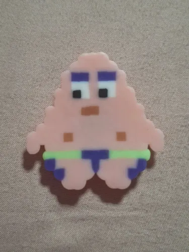 Ímã de Geladeira Patrick Bob Esponja Hama Beads Pixel Art Feito à mão