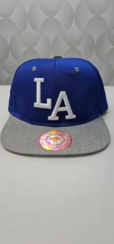 Boné La Los Angeles Snapback Bullbot Aba Reta Azul E Cinza - NÃO ACEITO TROCA, SOMENTE VEN