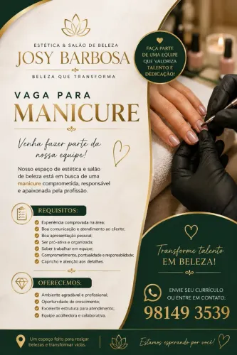 Vaga para minucure profissional