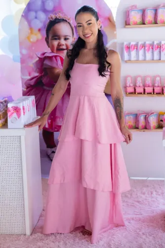 Vestido longo tecido linho