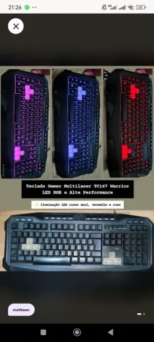 Teclado Gamer Multilaser Warrior TC167 RGB ABNT2 USB