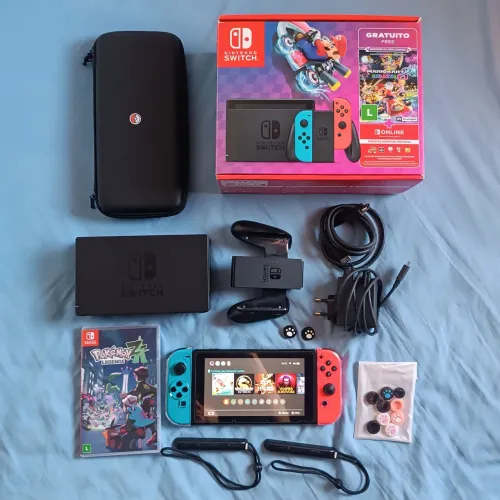 Nintendo Switch V2 com jogo e cartão sd 128 gb