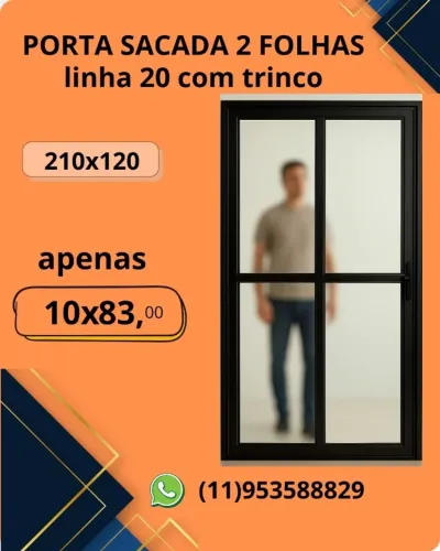 PORTA SACADA 2 FOLHAS  LINHA MASTER COM TRINCO 210X120 PATO NA ENTREGA