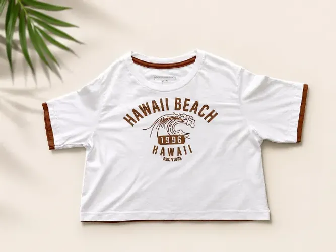 Camiseta Branca Hawaii Beach Estampa Surf Premium