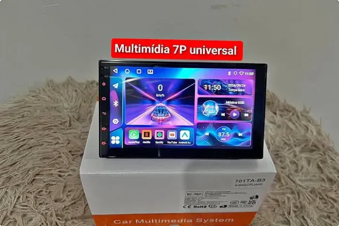 Multimídia Android 7P 2ram 32g carplay YouTube Netflix Wifi Waze bluetooth