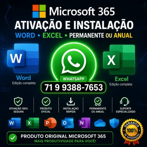 Pacote office 365 Word Excel Suporte Para Residência e Loja 24h Brasil