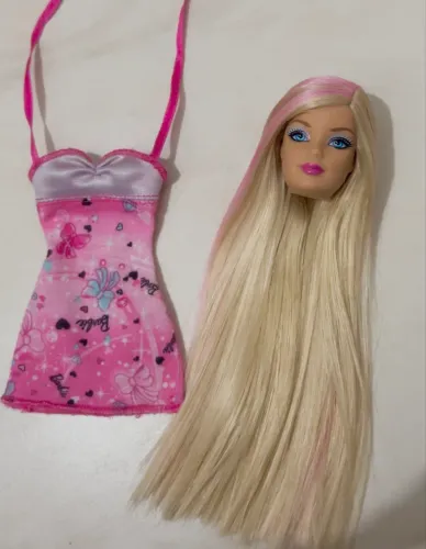Boneca barbie cabeça glam hair fashionista hairtastic anos 2000 cabelos longos