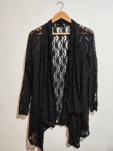 Kimono preto em renda blusas femininas