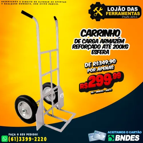 Carrinho de Carga Armazém Reforçado Até 200kg Esfera
