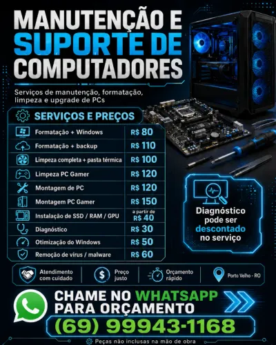 Manutenção e Suporte de Computadores em Porto Velho - RO