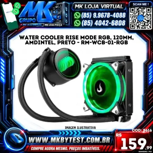Water Cooler Rise Mode RGB, 120mm, AMDIntel, Preto - RM-WCB-01-RGB