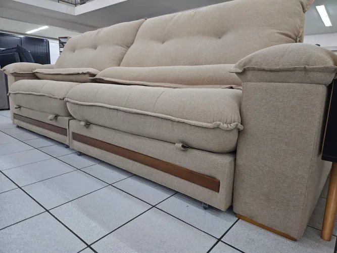 Sofá Retrátil e Reclináveis Molas Ensacadas no Linho.