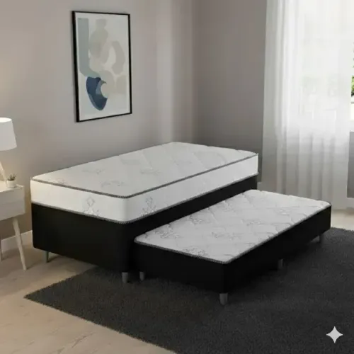 Cama nova de loja com auxiliar solteiro