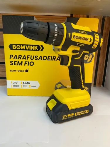 Parafusadeira Furadeira sem Fio + 2 Baterias 21V 1.3 Ah + Carregador - BOM-9969 BomVink