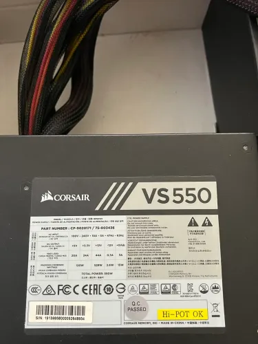 Fonte Corsair 550w 80 Plus VS550