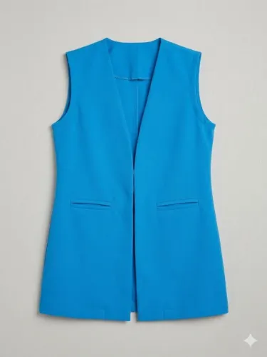 Colete Alfaiataria Maxi Longo Azul Celeste - Novo, Nunca Usado!