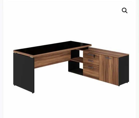 MESA DE ESCRITÓRIO EXECUTIVA COM BASE DE VIDRO