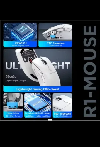 Mouse sem fio Attack Shark R1 18000dpi NOVO LACRADO