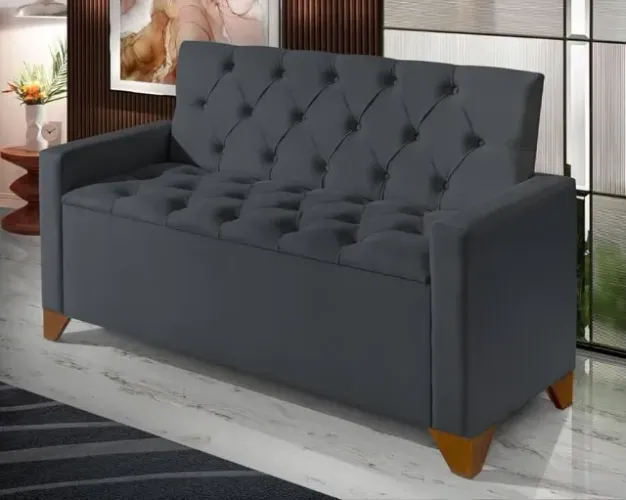 Recamier Baú California Estilo Sofá Sapateira Luxo Decorativo Estofado Tamanho 150 Cm Móve