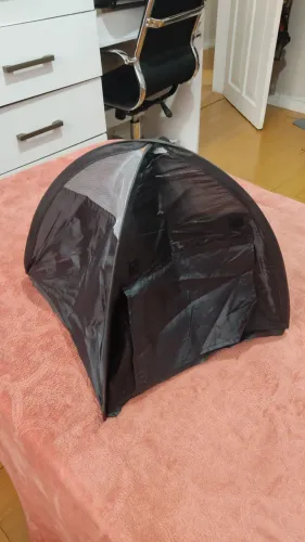 Tenda Cama Cabana Barraca Dobrável Preto Pet Cães Gato 38x38