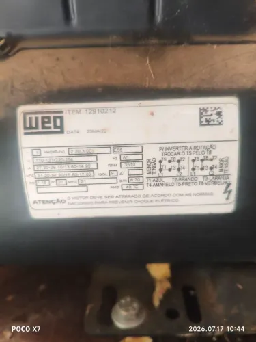 Motor Elétrico WEG 3CV Monofásico Alta Rotação (Novo / Nunca Usado)