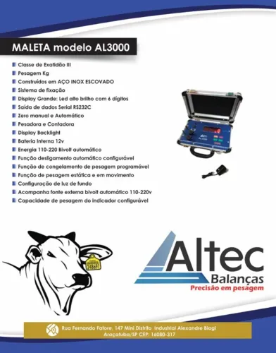 Indicador de Pesagem Portátil AL3000 - Maleta Altec Balanças