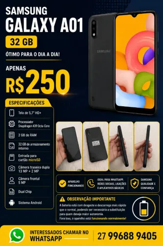 Samsung Galaxy A01 R$250