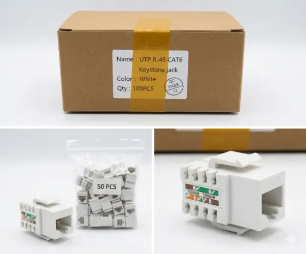 Lote 100 Unidades Keystone Jack RJ45 Cat6 UTP - Branco (Novo)