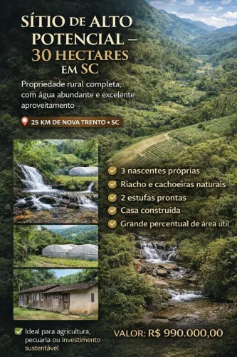 Sítio com muita área para plantio