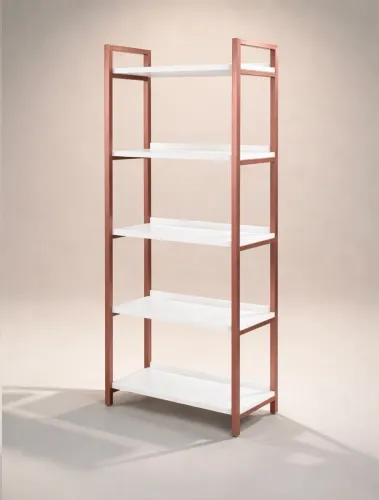 PRATELEIRA MDF BRANCO COM METALON ROSÉ 