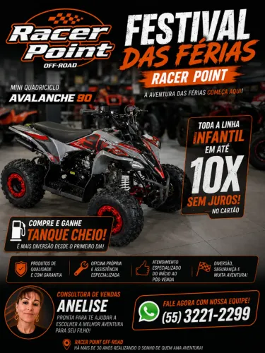 Mini Quadriciclo 90cc 4x2 Partida Elétrica Limitador de velocidade