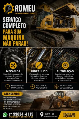 Oficina de Máquinas Pesadas - Mecânica, Hidráulica e Automação