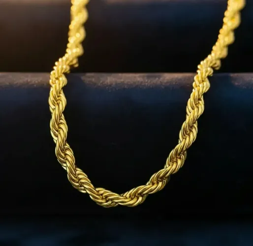 Corrente Cordão baiano 60cm 4mm Banhado A Ouro 18K