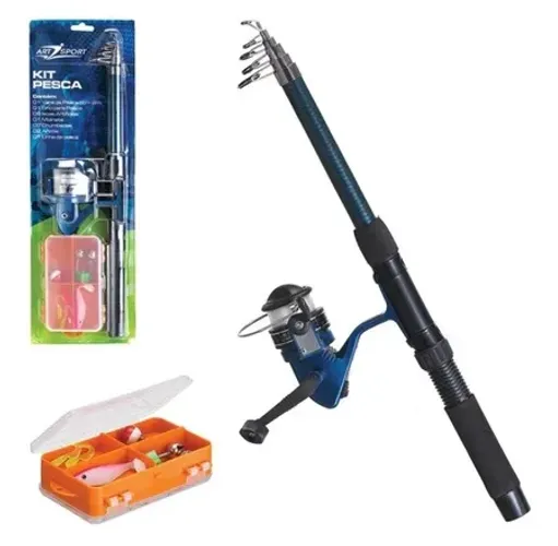 Kit Para Pesca Amador Completo De Vara Com Molinete Iscas Linha De Pesca Art Sport