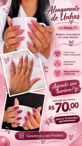 Alongamento de unhas - Molde F1