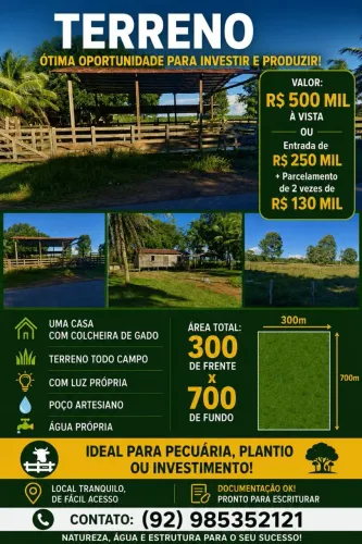 TERRENO NA ESTRADA DO NOVO REMANSO