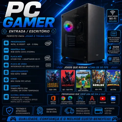 PC Gamer/Escritório - I5 6500 + 8GB RAM + SSD | Loja e Garantia