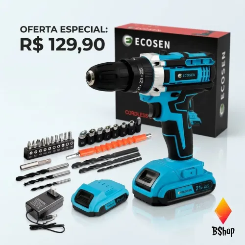 Furadeira Ecosen 2 baterias