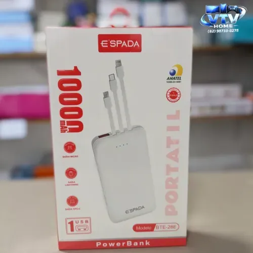 Carregador de Celular Portátil E´spada 10.000 Mah + Entrega Grátis